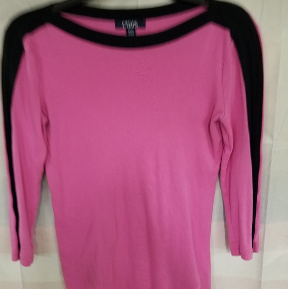 CHAPS Small Pink & Black Tee - Picture 1 of 4